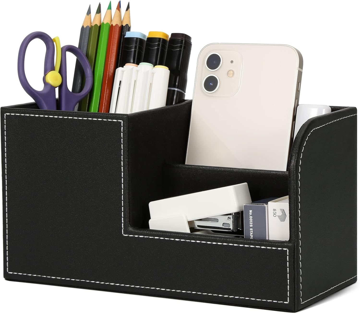 Pojemnik na długopisy biurkowe - Organizer na kredki biurkowe Akcesoria biurowe Dekoracja organizacyjna (Czarny B)