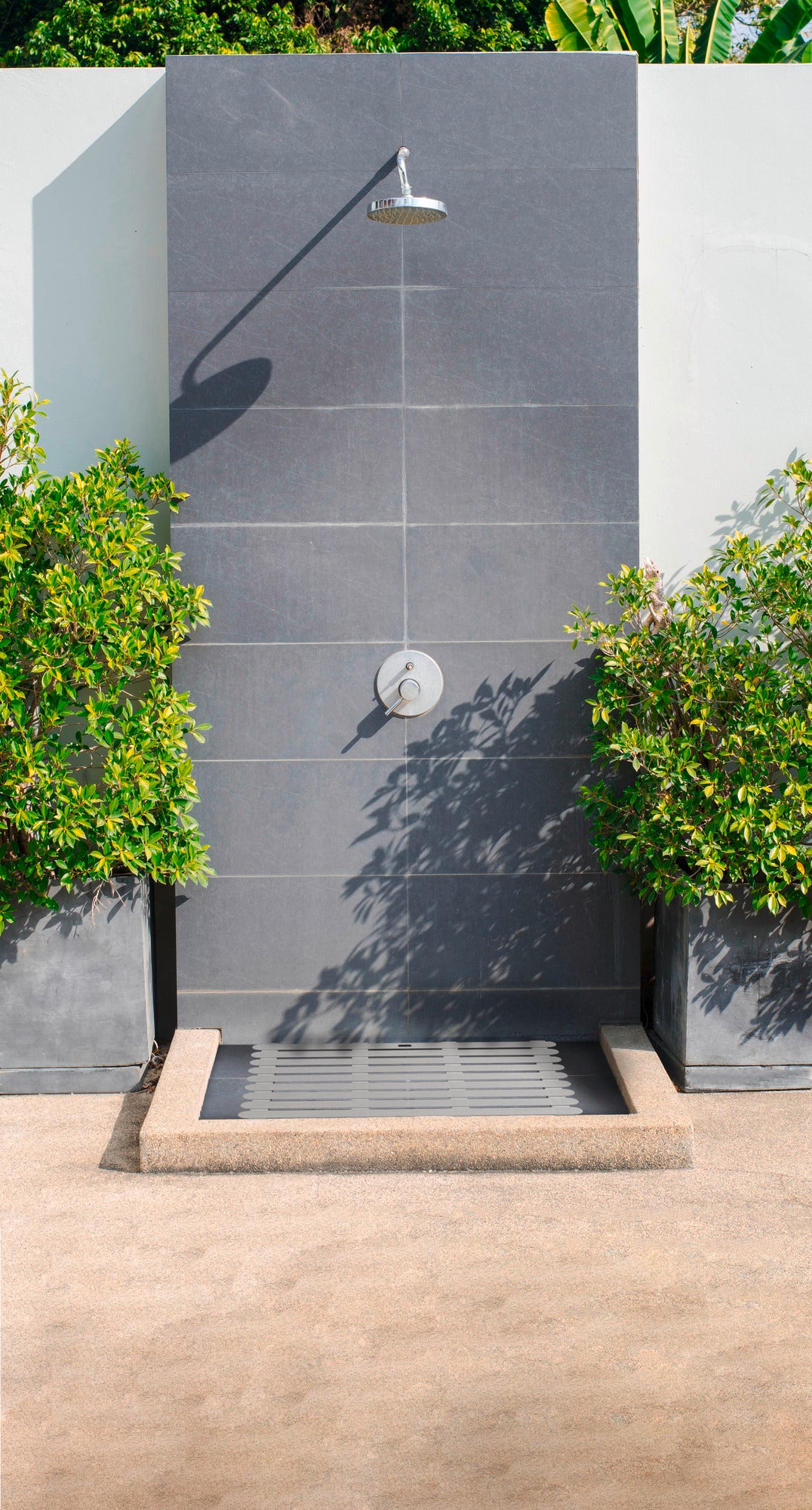 Caillebotis de Douche en Plastique - Tapis de Bain Antidérapant Intérieur/Extérieur - Beige - 80x50x3cm - 4