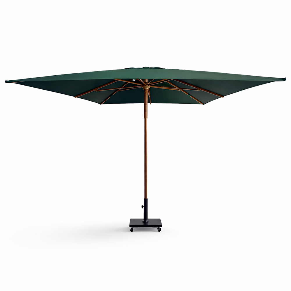 Tempo Style - Parasol ogrodowy Parioli Plus 3x3 m | Wytrzymały parasol ogrodowy z aluminium i poliestru 180 g/m² (zieleń/drewno orzechowe)