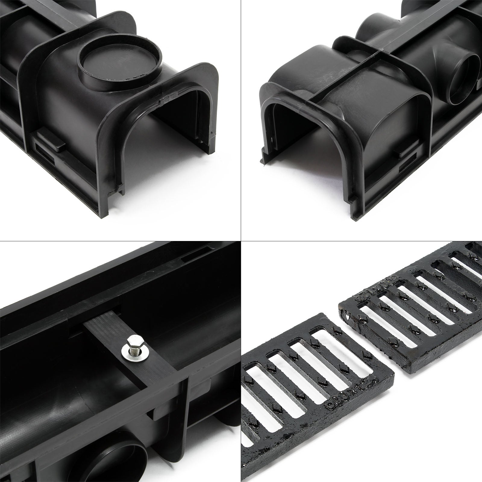4x Caniveau – 1000 x 140 x 115 mm – Capacité de charge 12,5 t – avec Grille de recouvrement en fonte – Drainage Eaux usées Rigole… Wiltec - 8