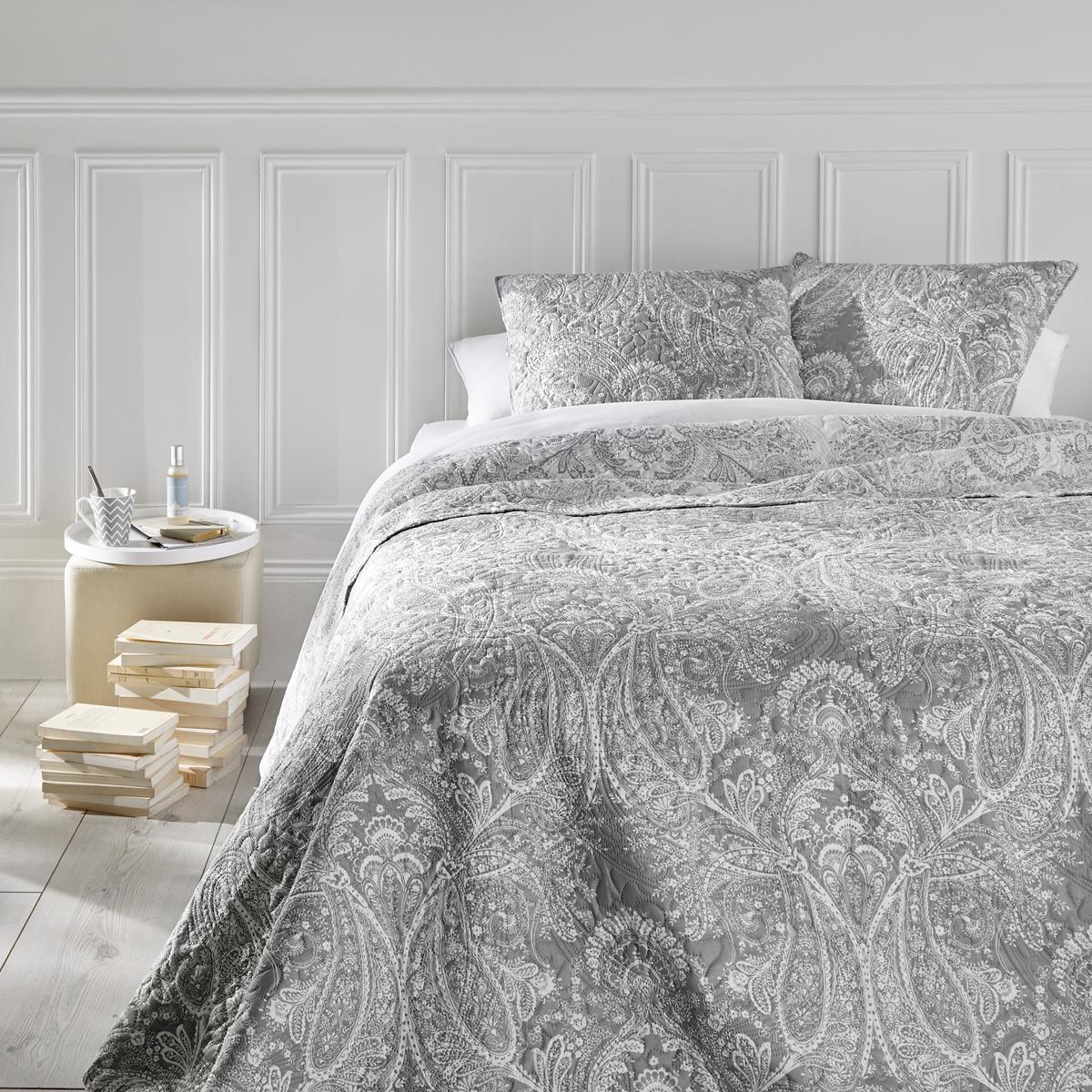 Colcha + 2 fundas de almohada 'marie' gris claro - 260 x 240 cm - atmosphera créateur d'intérieur