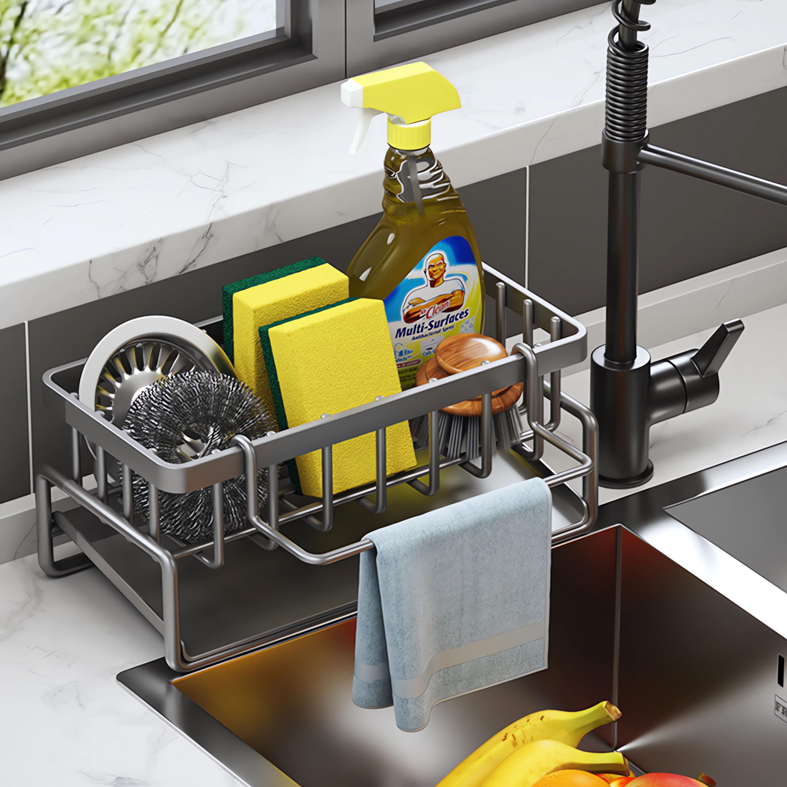 Panier égouttoir à Ventouse Pour évier – Range Couverts, Compact, Avec Trou D’écoulement