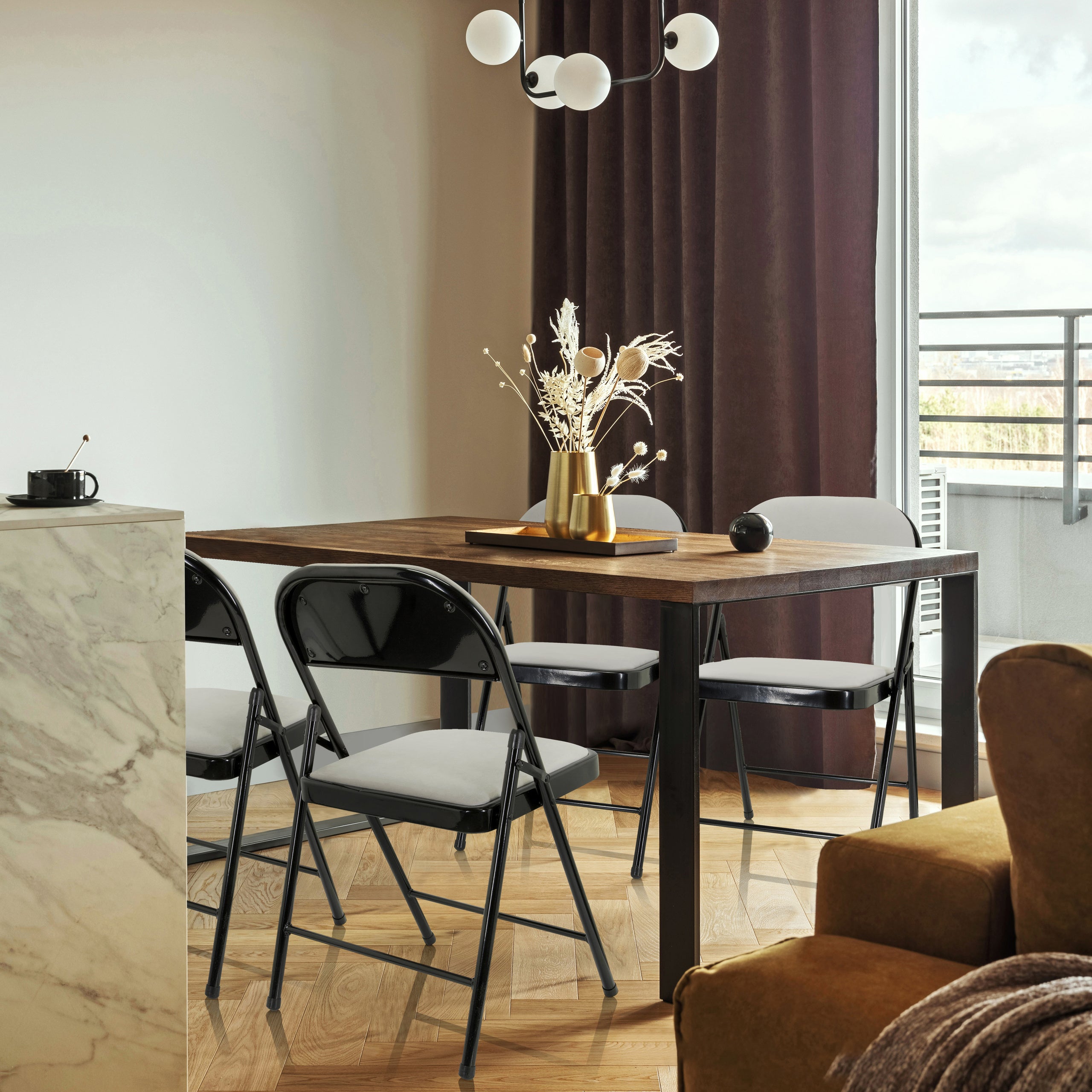 Sedia da conferenza / Sedia pieghevole / Sedia da visitatori TUDELA I velluto bianco hjh OFFICE - 4