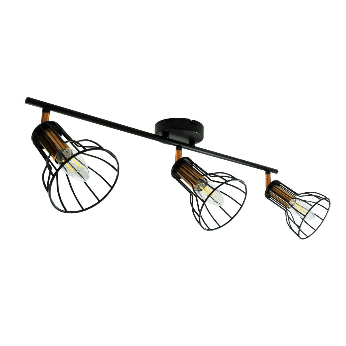 Lampa sufitowa wisząca Sofia czarna-miedź 3xE14x8W wym: 17,5 x 75,5 x 11,2 cm metal Polux - 3