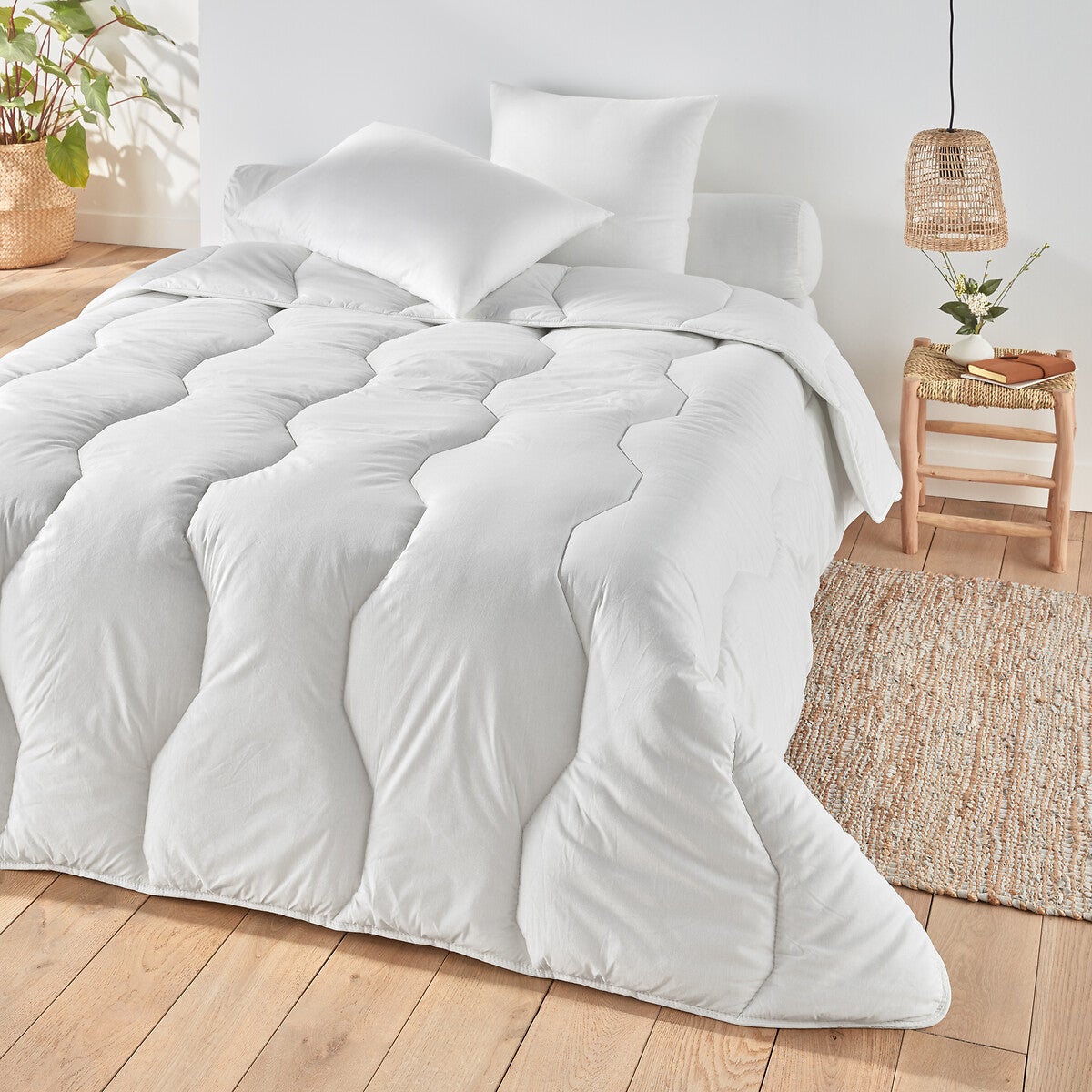 Couette très chaude coton bio Blanc 200 x 200 cm Leroy Merlin