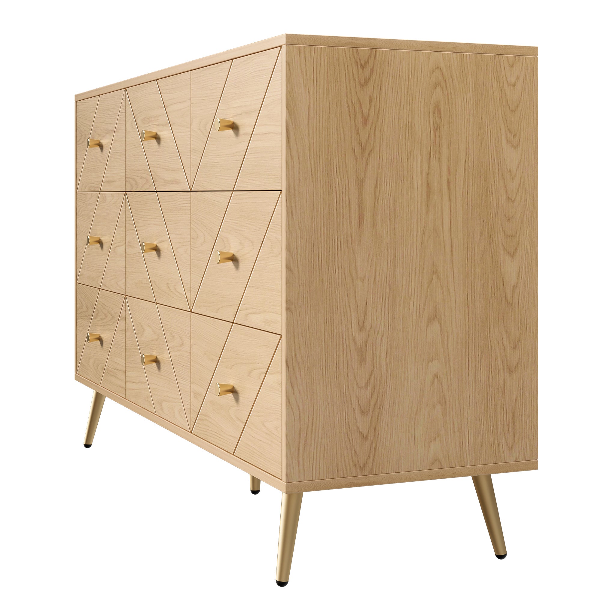 Commode à 9 tiroirs 120x39x80cm, Panneau de particules, naturel - 7