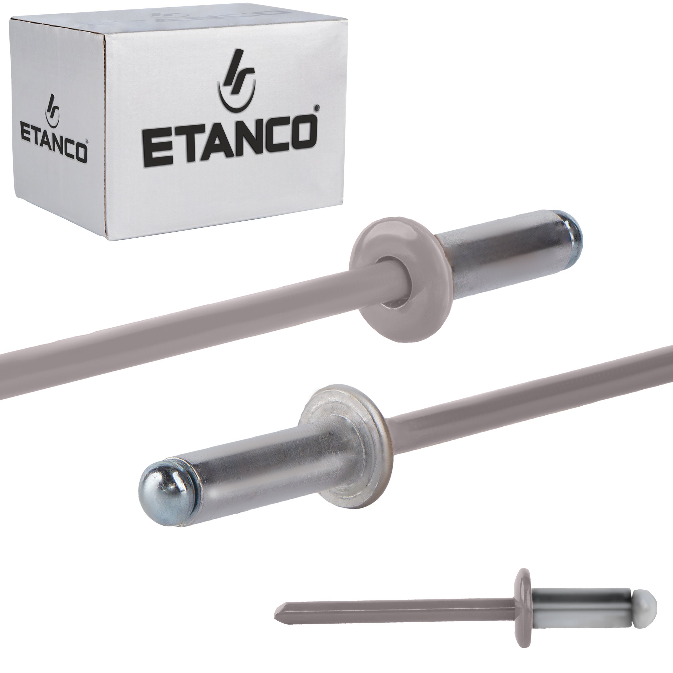 Nity otwarte aluminiowe Etanco Lakierowane RAL 9007 4,8x12 mm 500szt