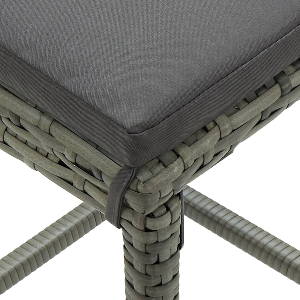 Tabourets de bar avec coussins 3 pcs Gris Résine tressée - 6