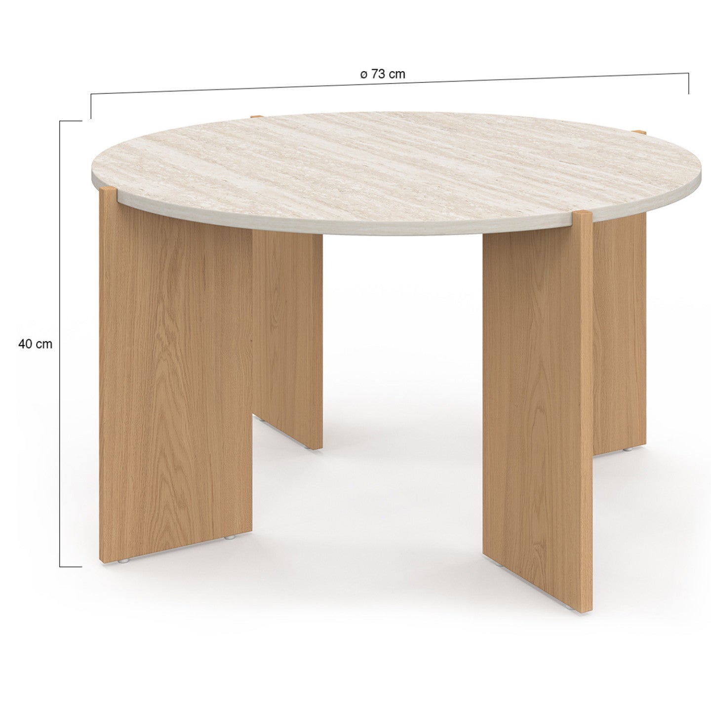 Table basse ronde ARMONIA 73 cm effet travertin - 4