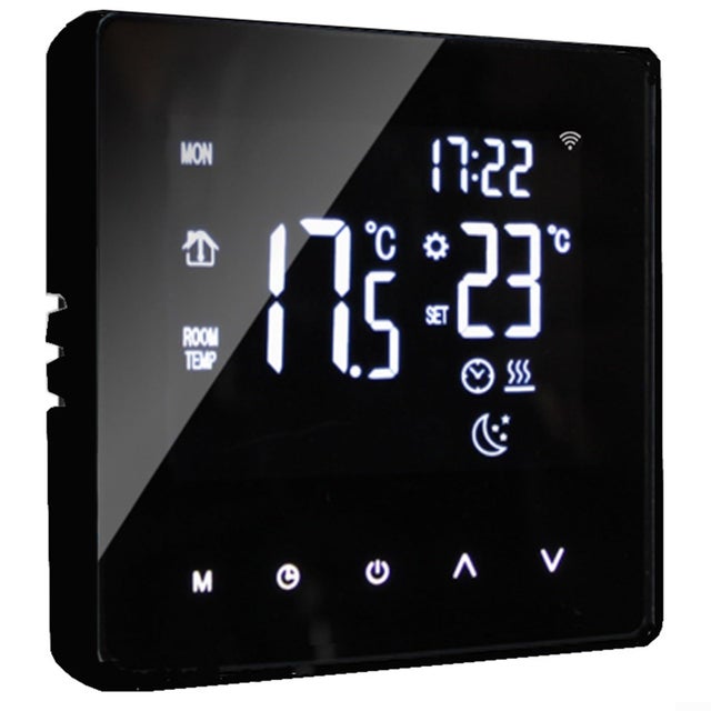 Termostato Intelligente Digitale,WiFi Programmabile Senza Fili,Sensore Ambiente Casa,Controllo App,Pannello Controllo Temperatura LCD,Nero