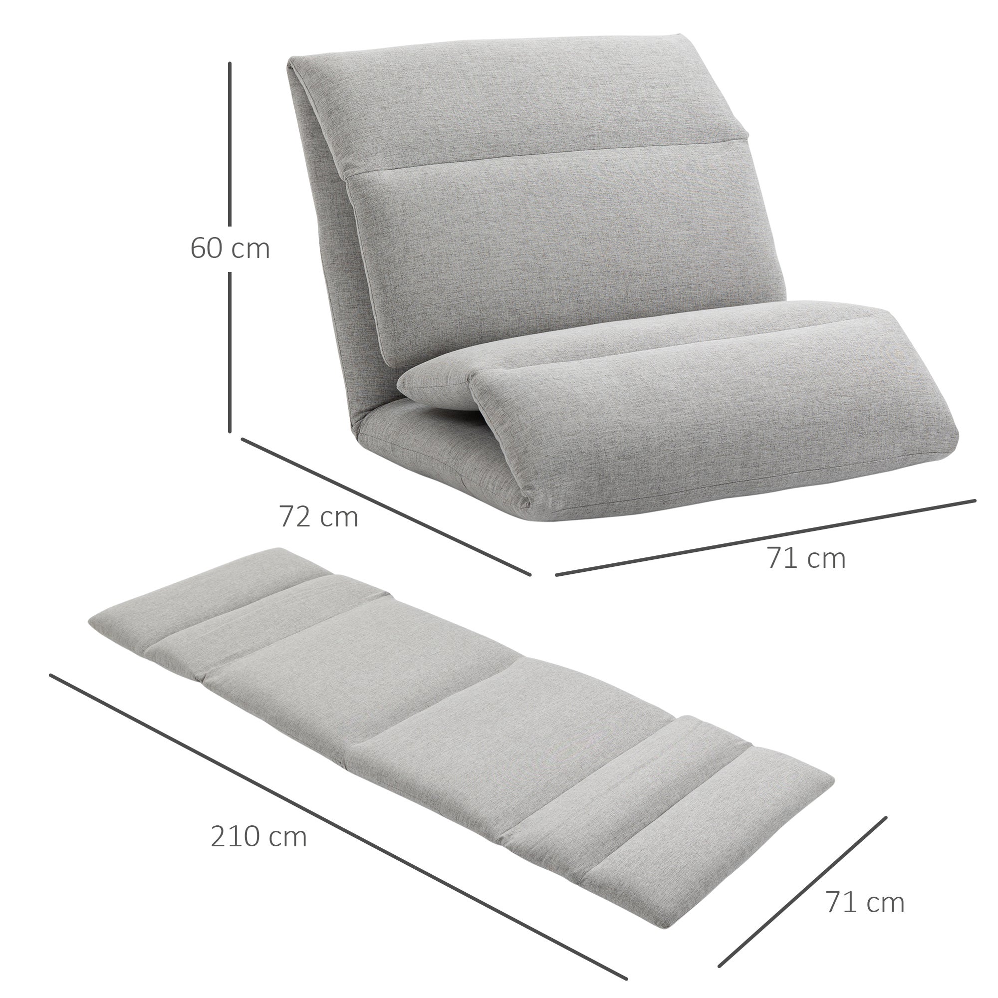 Chauffeuse de sol tissu gris HOMCOM 1 place - 3
