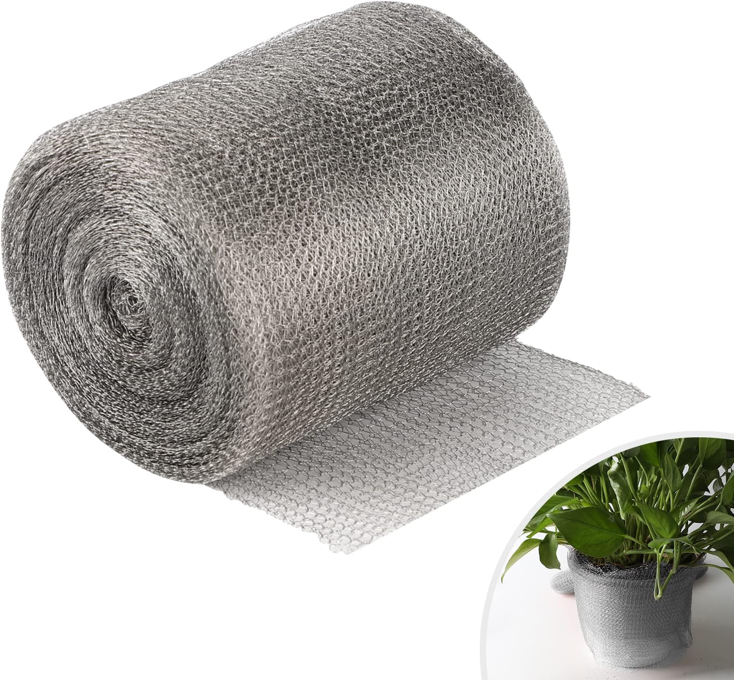 Siatka ze stali nierdzewnej, dwuwarstwowa, wypełnia ubytki i pęknięcia, bariera ochronna dla roślin ogrodowych, 12,7 cm x 30 m