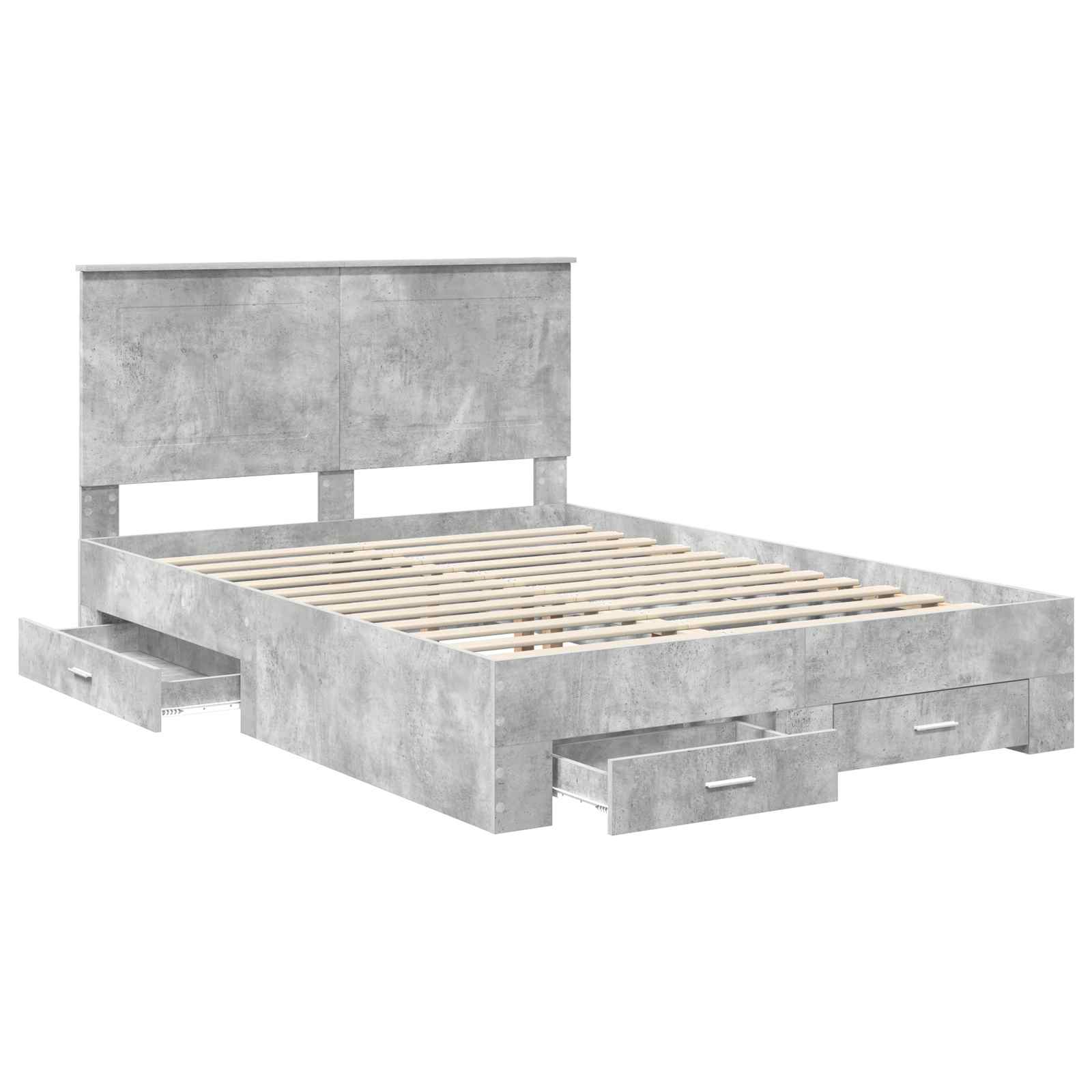 Cadre de lit gris béton 140 x 190 cm en panneau de bois - 5