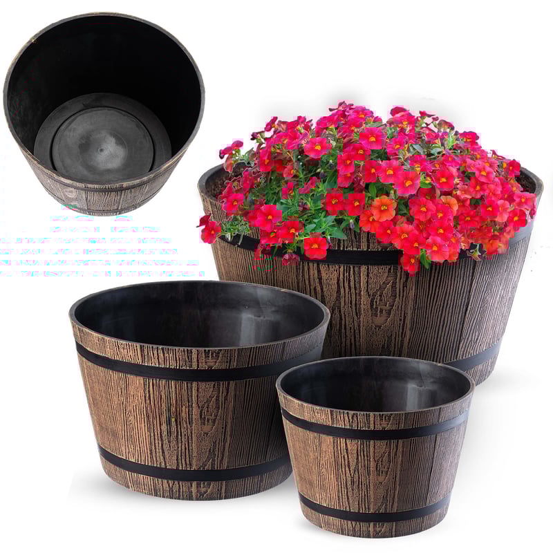 ZESTAW 3 szt DONICZKA DONICA OSŁONKA KWIETNIK OGRODOWA 23+30+40cm SZARY