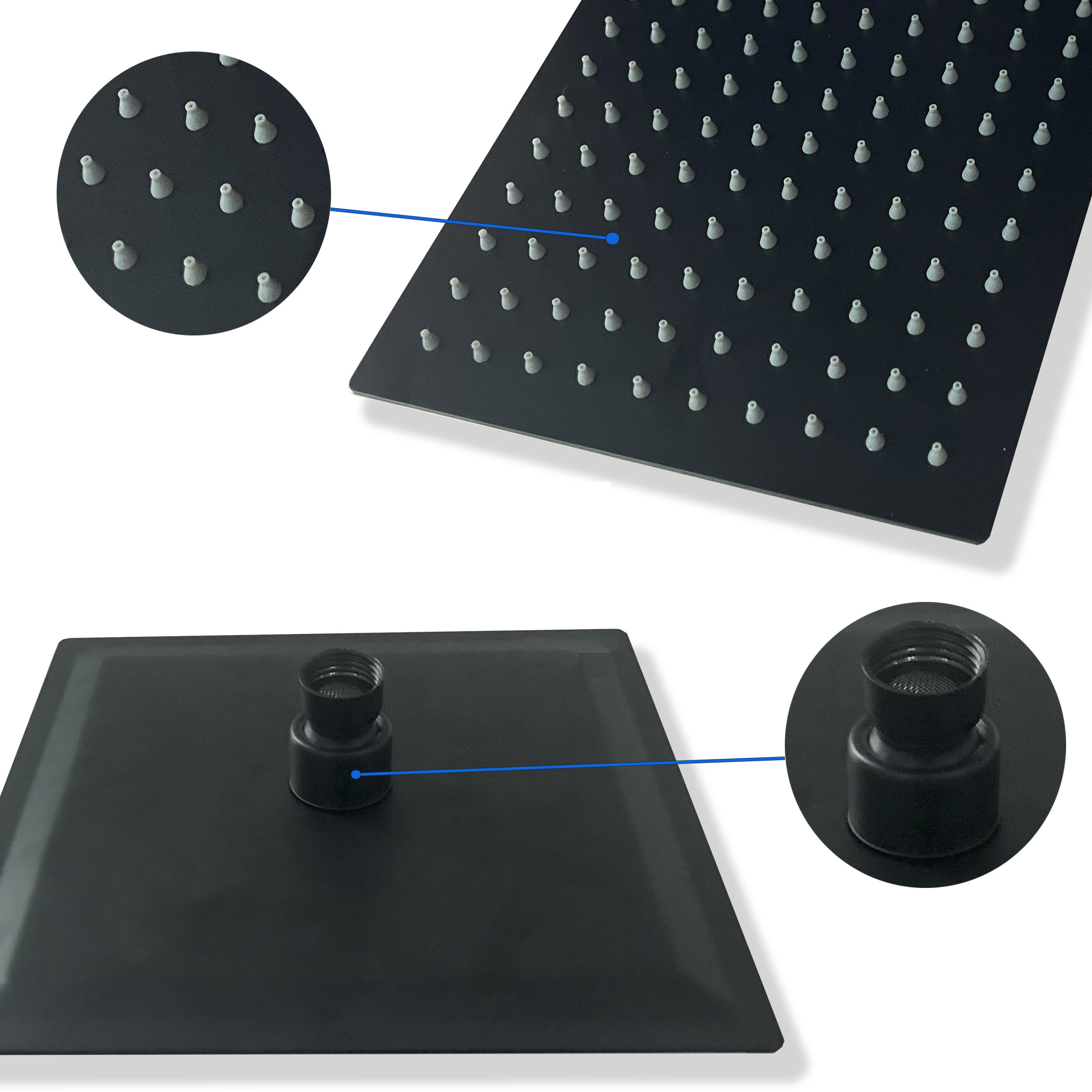 Aica Columna de Ducha Termostática Negro Mate Cuadrada Barra Ajustable Cabezal Duhca Lluvia - 4