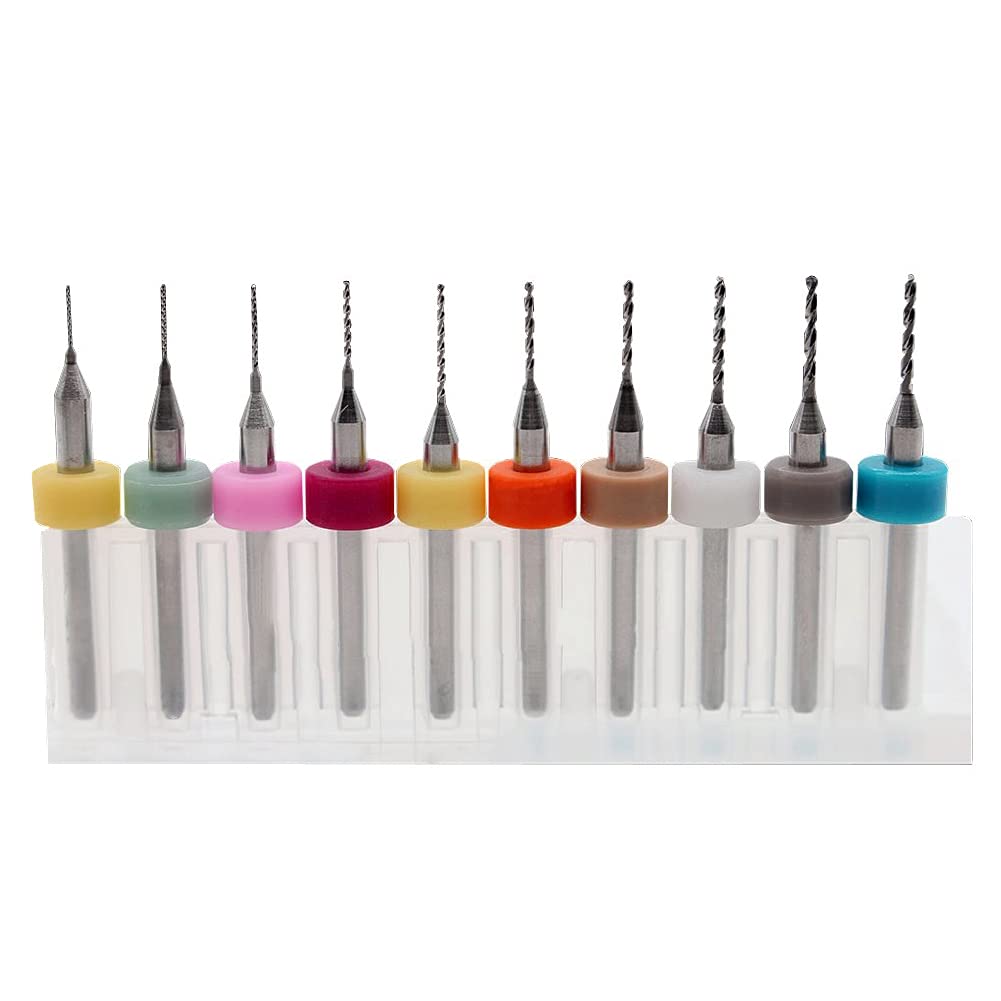 Saipor 10er-Set Micro-Spiralbohrer Aus Hartmetall – Für PCB, CNC, 3D-Druck & Schmuck (0,3–1,2 Mm)