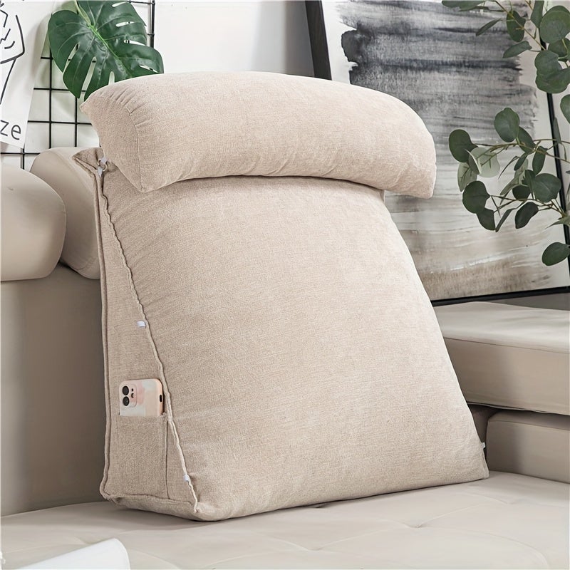 Coussin de dossier triangulaire grand format, coussin de chevet pour canapé-lit, coussin de soutien de la taille, fournitures de chambre, beige - 2