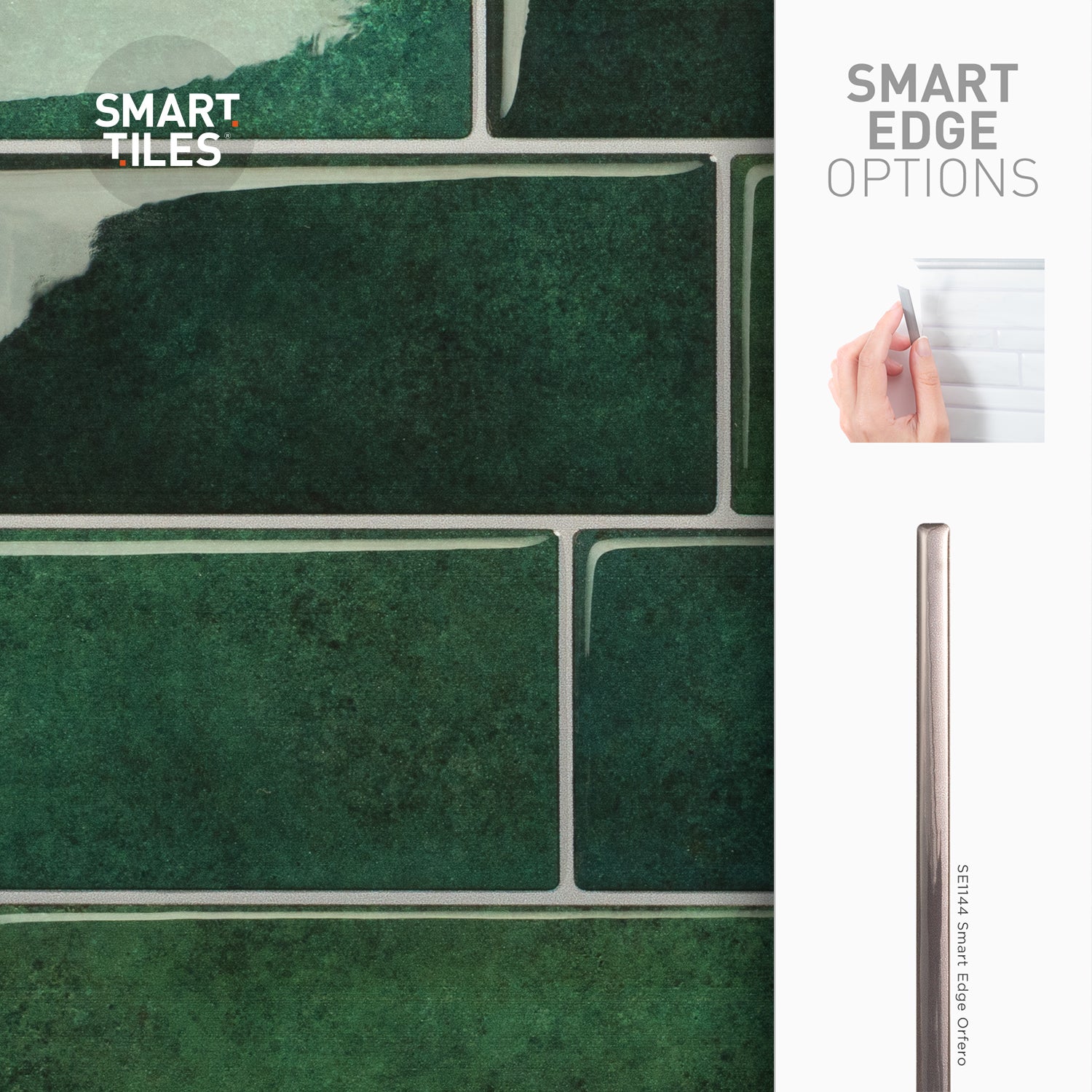 Smart Tiles 4 credenze adesive - Metro Fiona Green - Effetto ceramica - 29,36 cm x 21,29 cm - 6