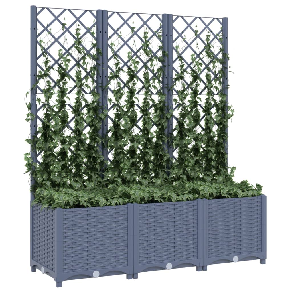 Maison Exclusive - Vaso/floreira jardim c/ treliça 120x40x136 cm PP cinzento azul - 3