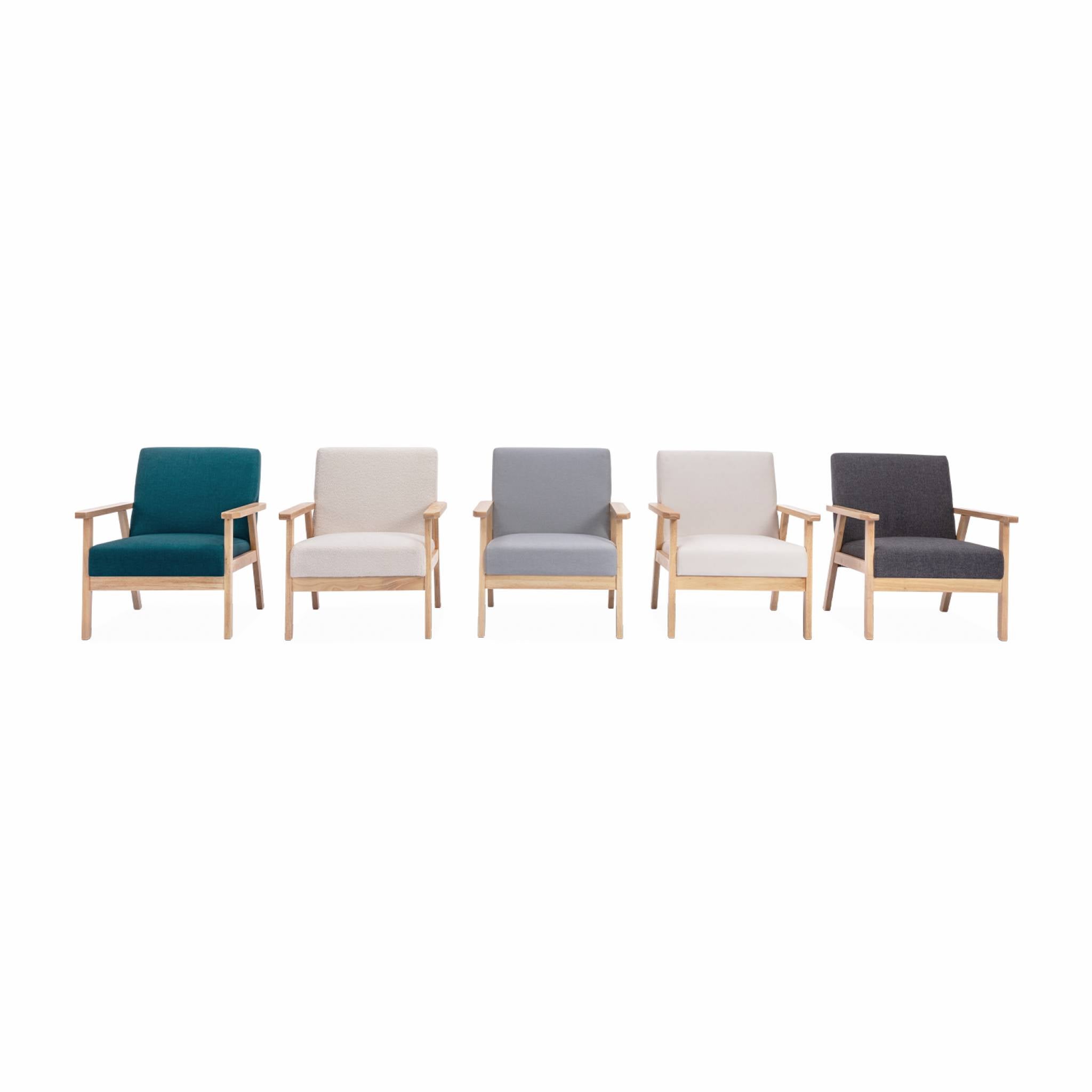 Fauteuil scandinave en bois et tissu bouclette. Isak. L 64 x P 69.5 x H 73cm - 7