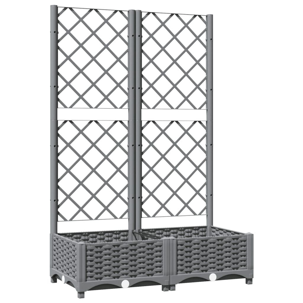 Vaso/floreira jardim c/ treliça 80x40x121,5 cm PP cinza-claro vidaXL - 2
