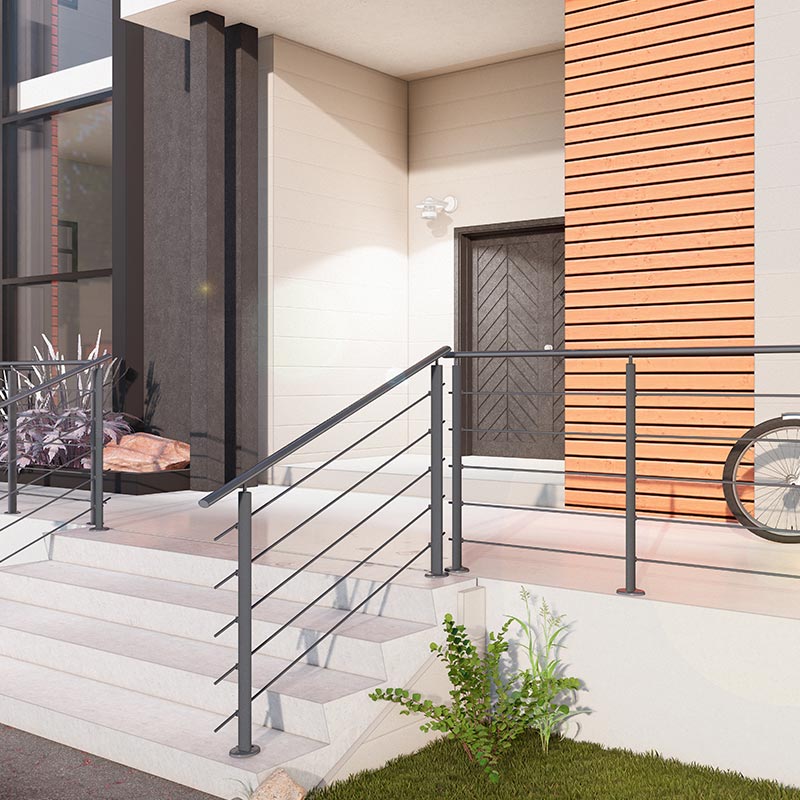 Kit garde-corps aluminium gris anthracite 2m pose à plat, Prestio KORDO - 3