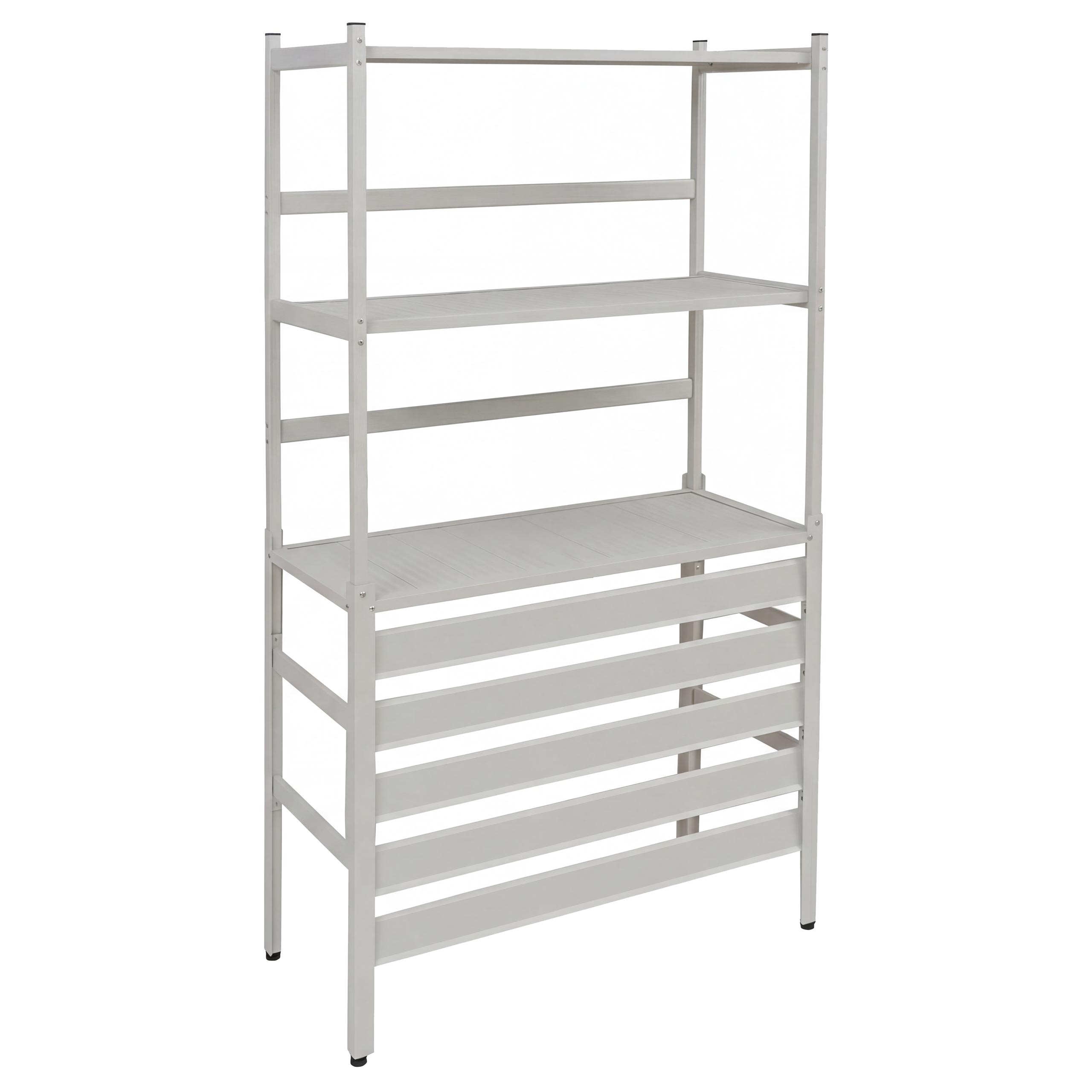 Aluminiowa osłona do klimatyzacji/wymiennika ciepła HWC-P95, osłona kratki ochronnej regału 163x90x38 cm ~ szaro-biała