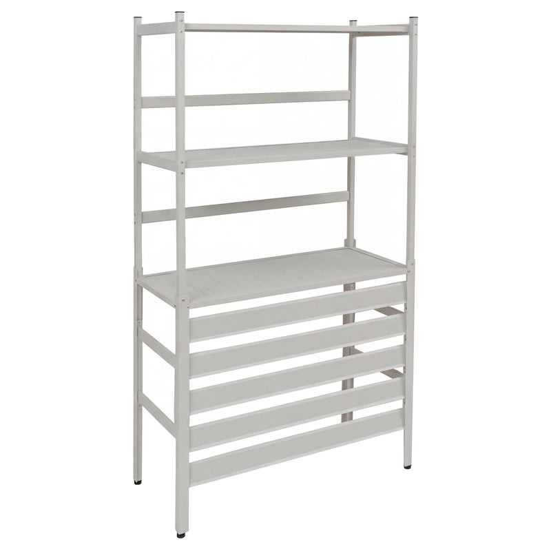 Aluminiowa osłona do klimatyzacji/wymiennika ciepła HWC-P95, osłona kratki ochronnej regału 163x90x38 cm ~ szaro-biała