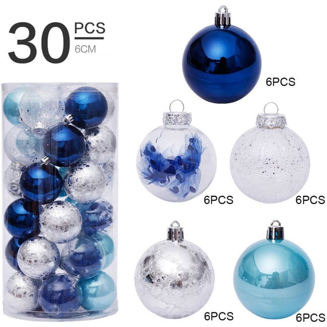64 Boules De Noël Miniatures En Plastique 30 Mm - Incassables, Avec Ficelles, Pour Arbre, Décoration Verte