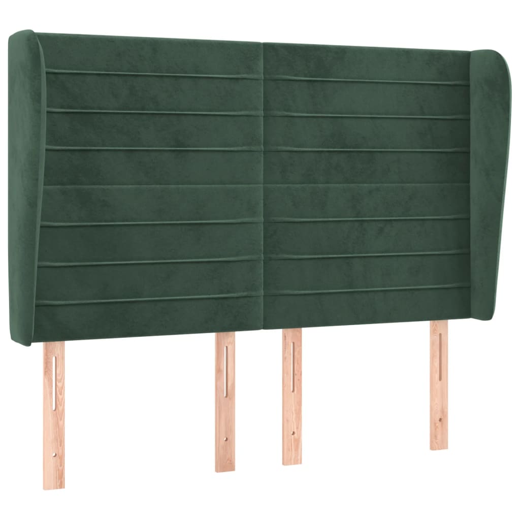 Maison Exclusive - Tête de lit avec oreilles Vert foncé 147x23x118/128 cm Velours - 2