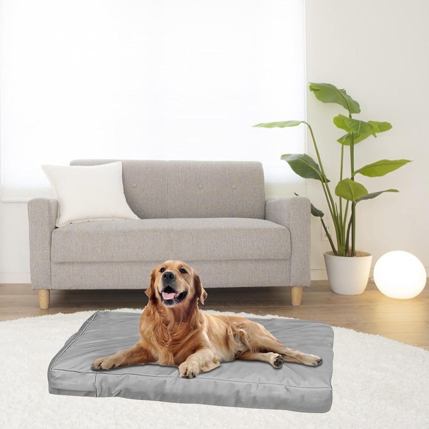 Housse de rechange imperméable pour paniers et matelas pour chiens, amovible, gris foncé, 122*92*10cm - 4