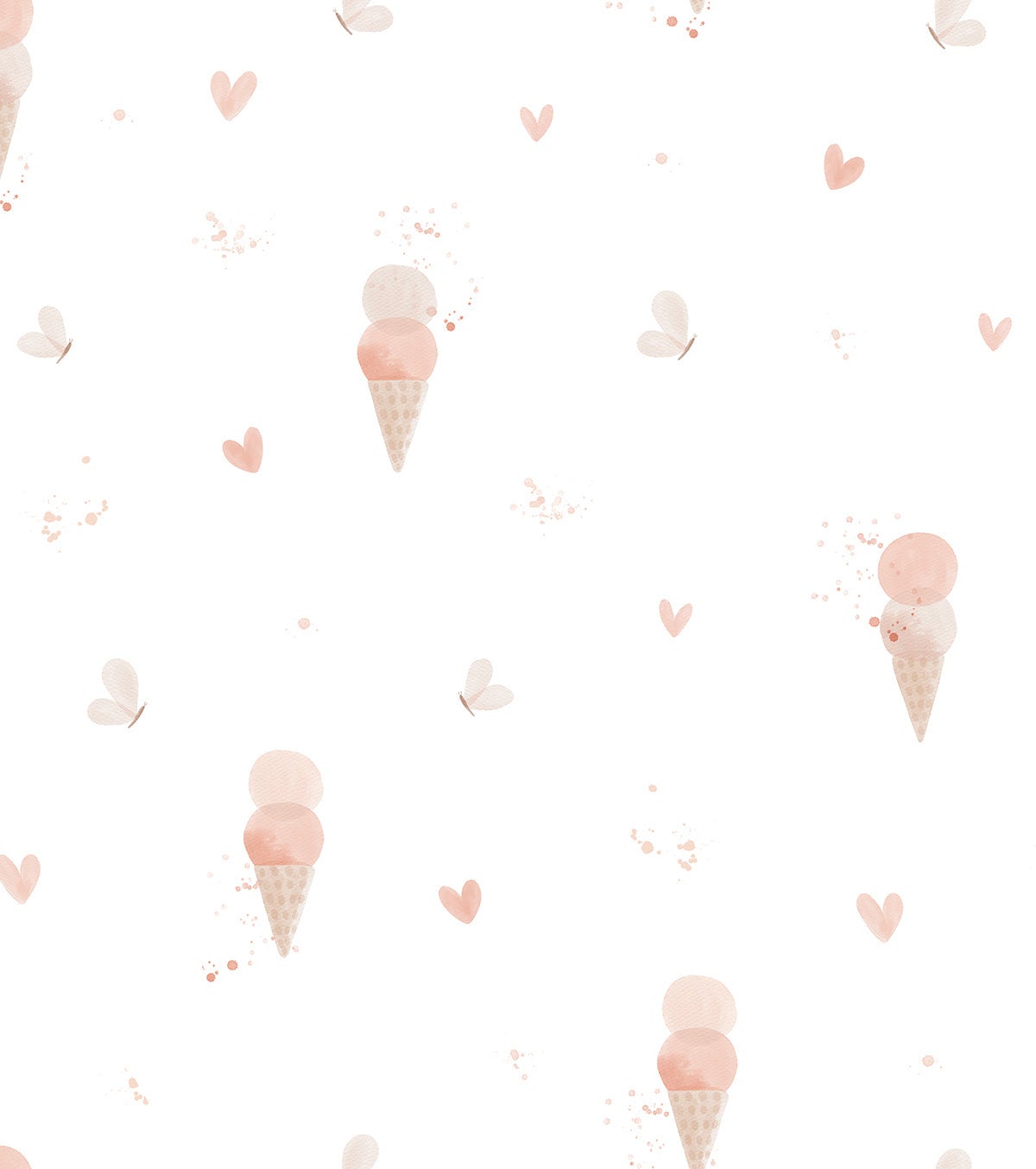 Carta da parati non tessuta gelati e farfalle 50 cm x 10 m, Lilipinso - 2