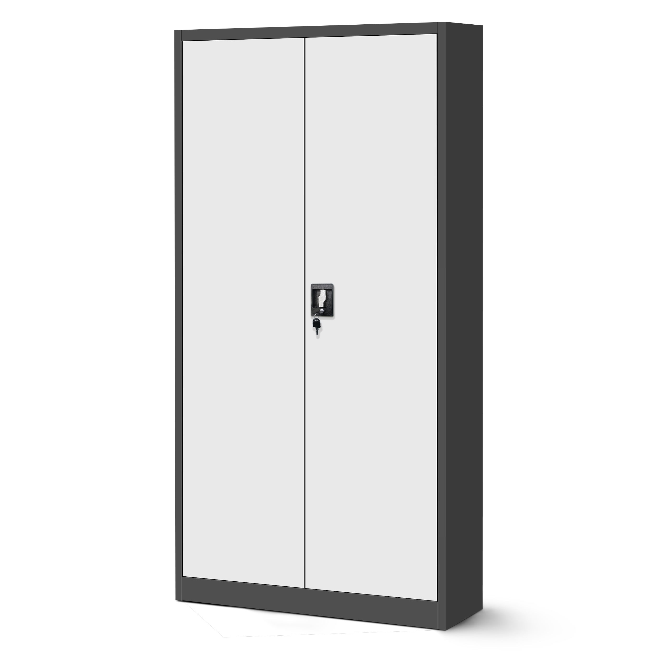 Metalowa Szafa Biurowa z 4 Regulowanymi Półkami 195 x 90 x 40 cm Antracytowo-Biała