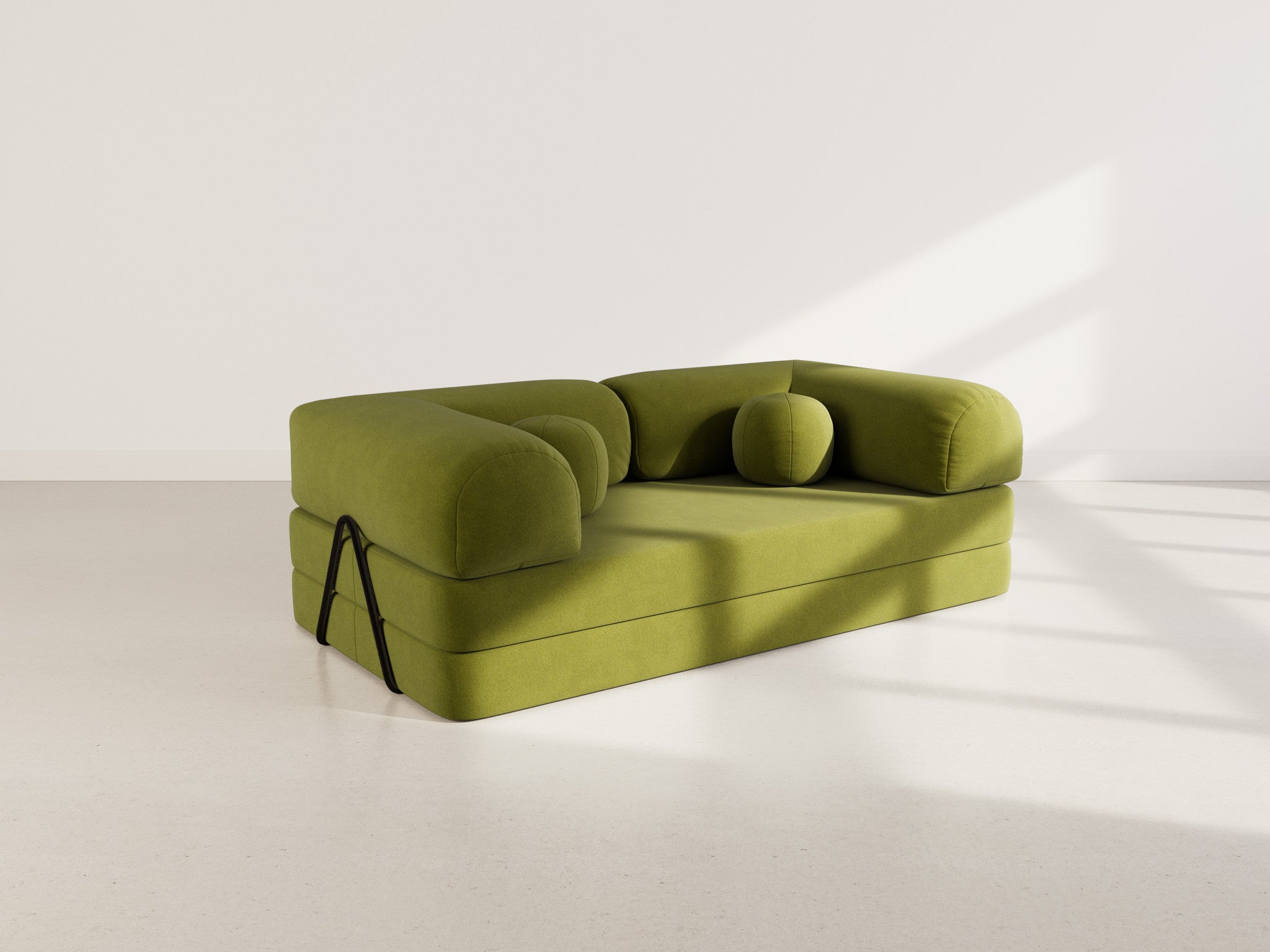 Canapé droit convertible 3 places en velours texturé vert kaki - NEBULA - Best Mobilier - 6