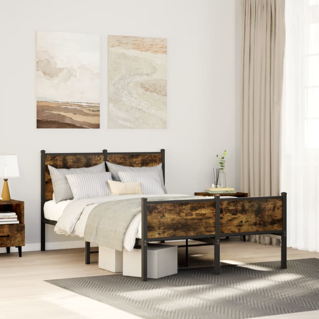 Cadre de lit métal sans matelas et tête de lit blanc 120x190 cm | Leroy