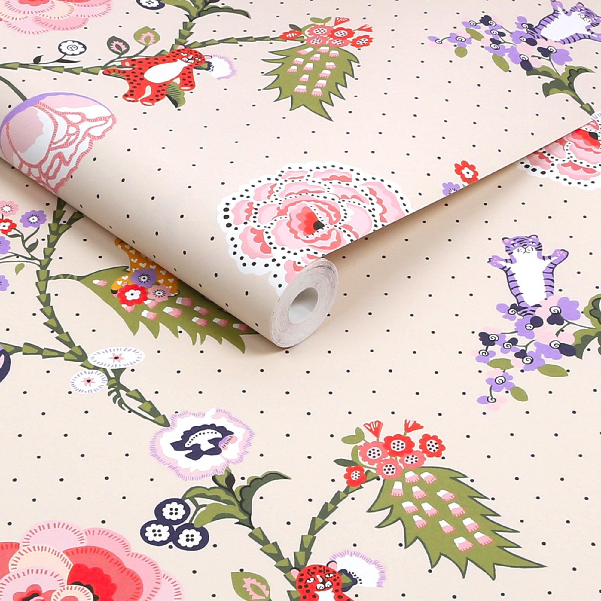 Cath Kidston Tapeta filzelinowa CATNIP NEUTRAL 10 m x 52 cm