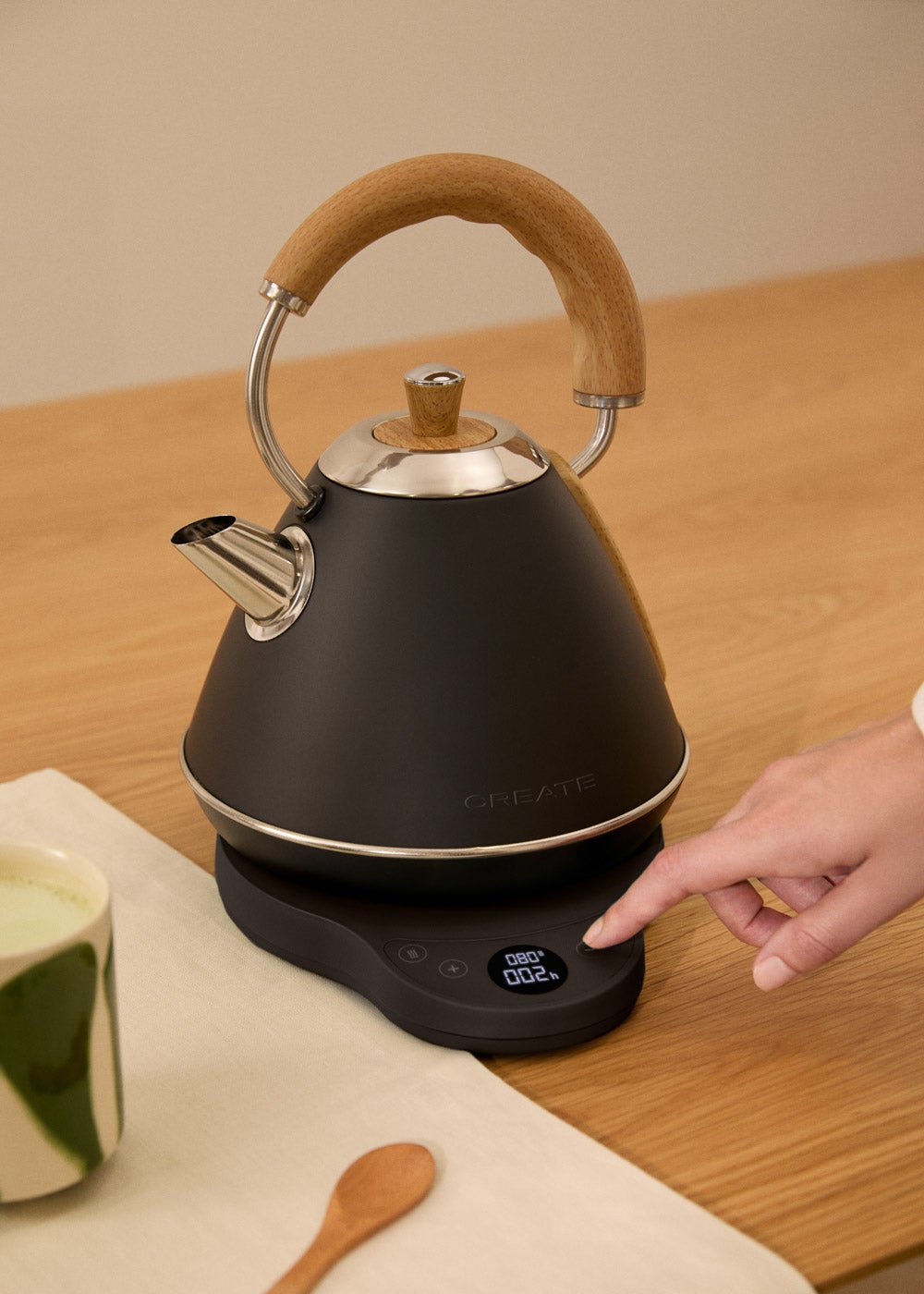 CREATE - KETTLE RETRO PRO - Bouilloire électrique 1 L avec contrôle de température - Noir - 3
