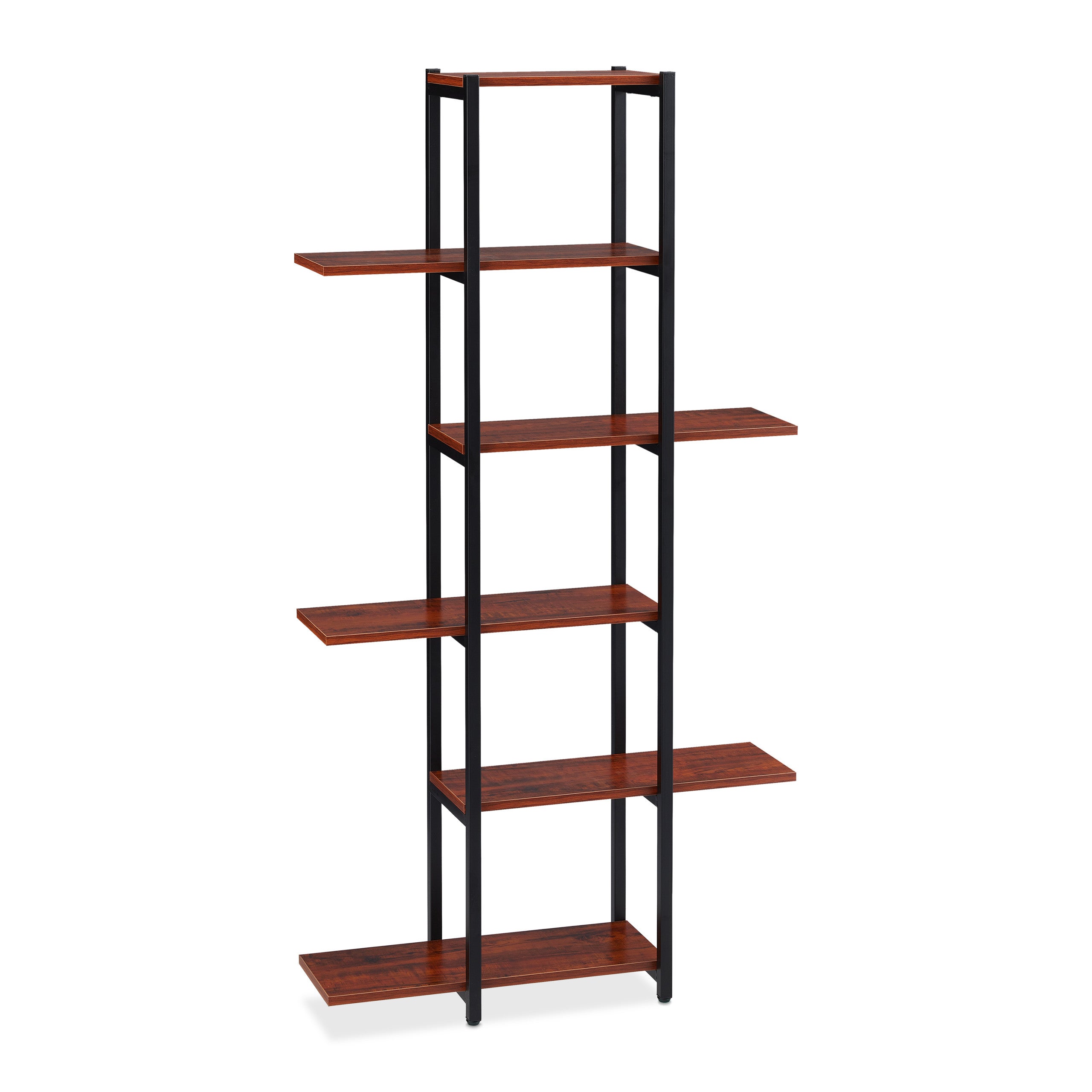 Étagère à plantes, escalier fleurs, 6 niveaux, HLP 150 x 78 x 24 cm, acier MDF, support intérieur, marron, Relaxdays - 9
