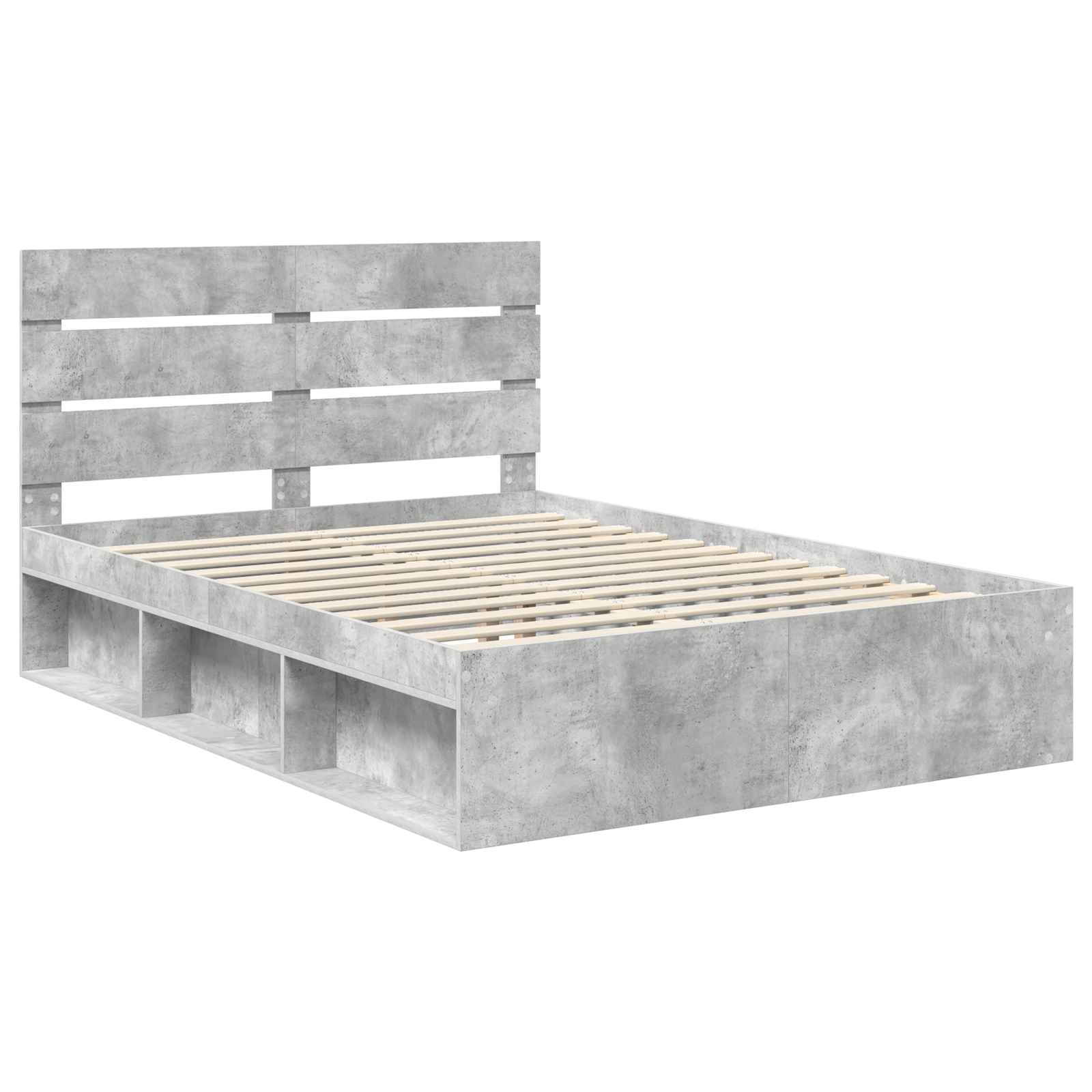 Cadre de lit Gris Béton 150 x 200 cm Bois de pin massif - 4