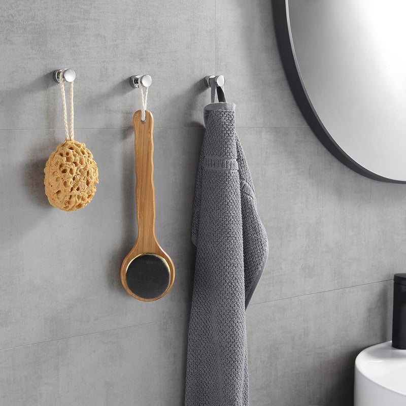 Wytrzymałe samoprzylepne haczyki ścienne z chromowanego mosiądzu, opakowanie 5 sztuk, do łazienek i szafek kuchennych