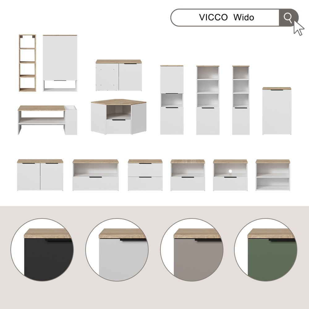 Vicco Ściana w salonie Wido, Szary, 3 części - 7