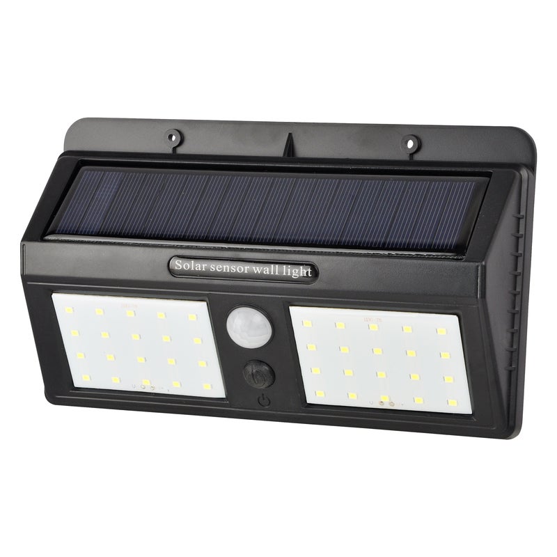 Lampa solarna ścienna LED 40xSMD 4W IP44 6500K czujnik ruchu i zmierzchu kinkiet elewacyjny czarny MasterLED