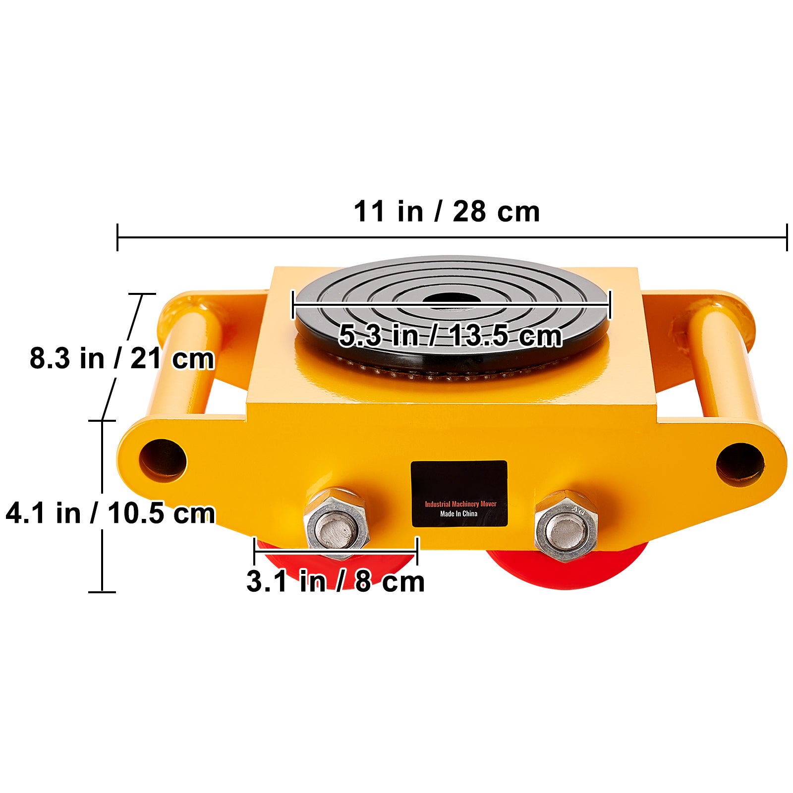 Machinery Skate Dolly SucceBuy 6T Déménageur industriel Patin déplacement acier au carbone robuste 4 roues en PU Rotation à 360 ° Embout antidérapant - 2