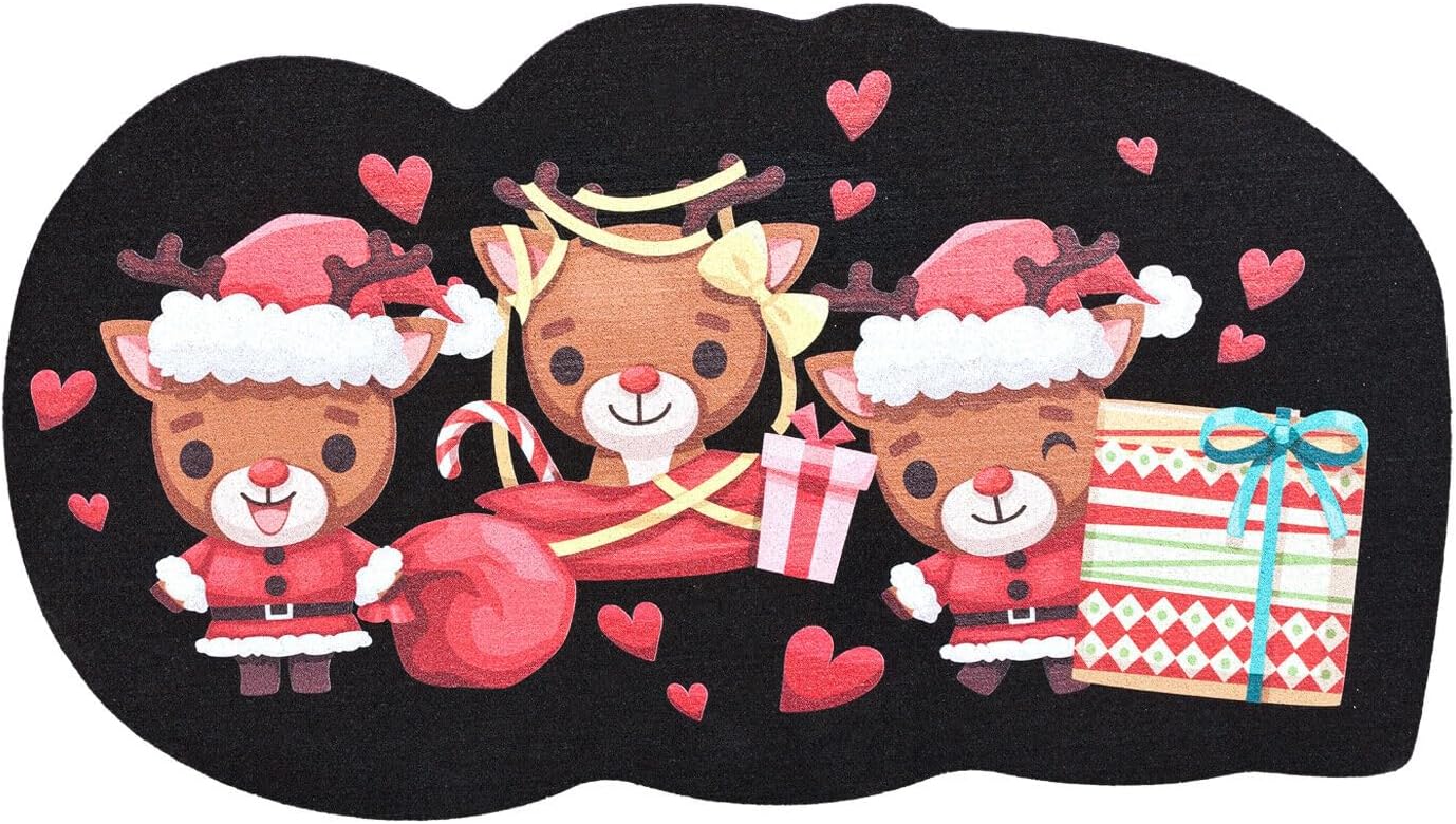 Felpudo de goma reciclado 40x70 cm sostenible antideslizante entrada casa contorneada dib_navidad c
