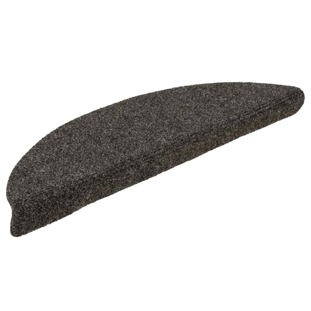 vidaXL Tapis d'escalier autocollants 30 pièces 56 x 17 x 3 cm Anthracite Demi-rond - 2