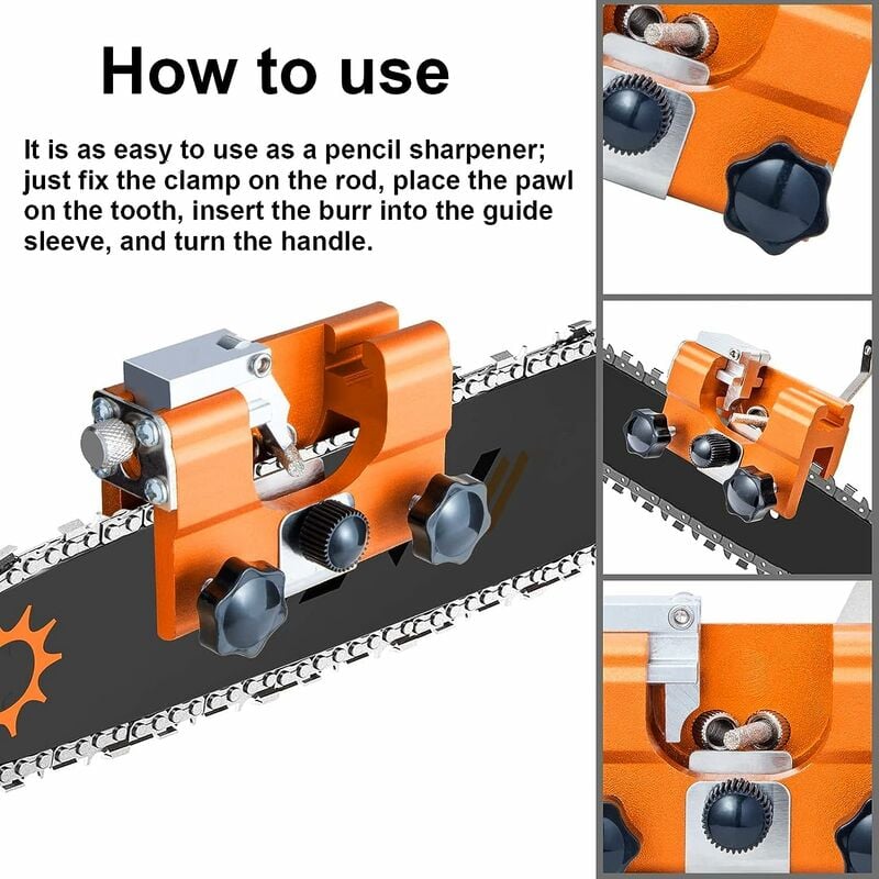 Affûteur de chaîne de tronçonneuse, gabarit d'affûtage de chaîne de tronçonneuse, facile à utiliser, kit d'affûtage de chaîne de tronçonneuse - 3