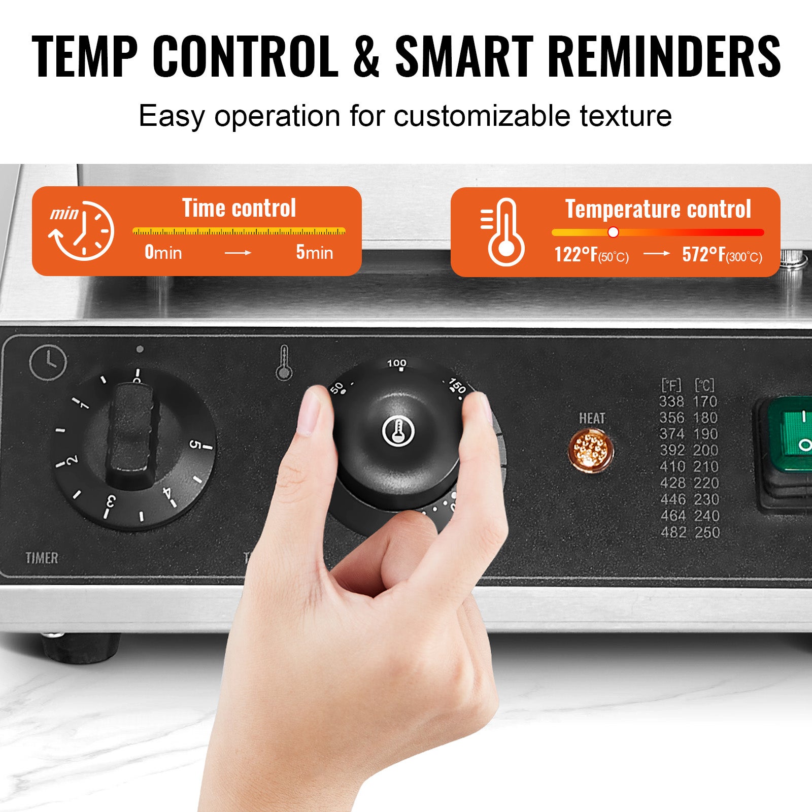 Waffle Maker Commerciale 1750 W,VEVOR Waffle Maker Rotondo Capacità 4 Pezzi,Acciaio Inossidabile con Controllo della Temperatura e del Tempo - 3