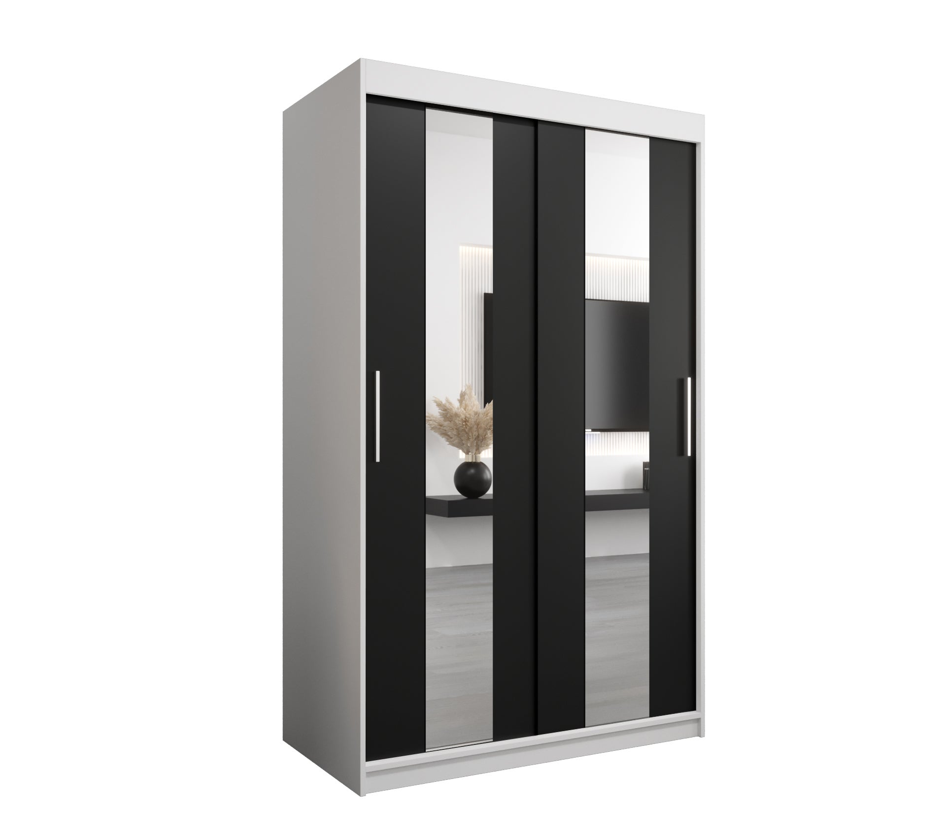 Szafa przesuwna garderoba POLE 120 x 62 x 200 cm Biały + Czarny - Abiks Meble