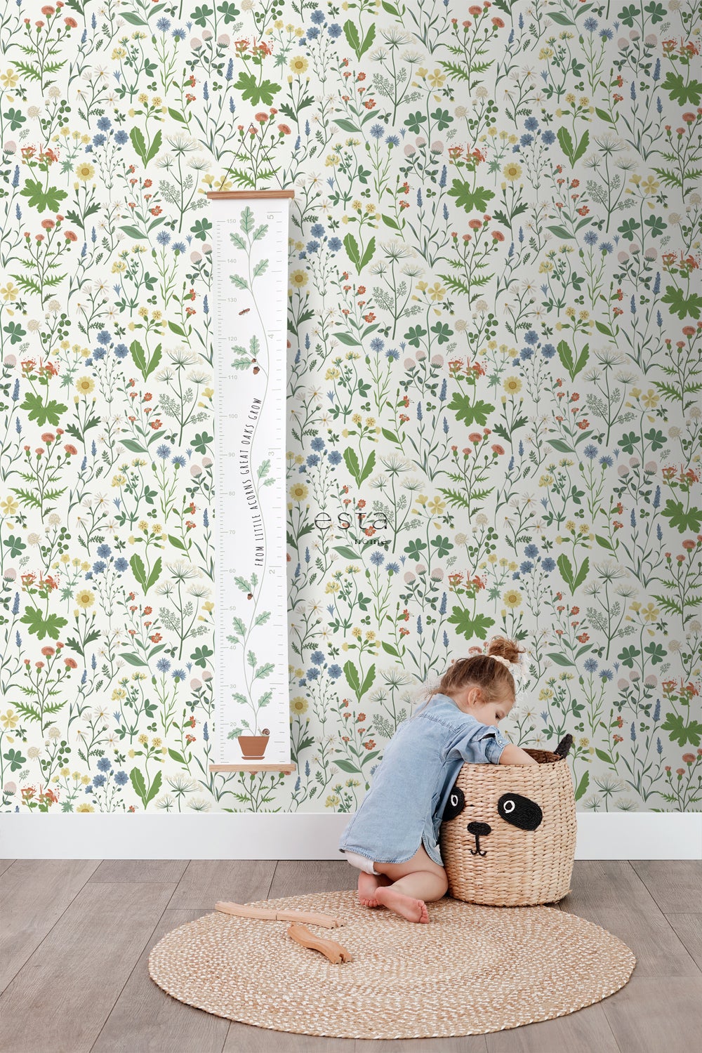 Papier peint fleurs des champs multicolore sur blanc - 53 cm x 10.05 m - ESTAhome - 5