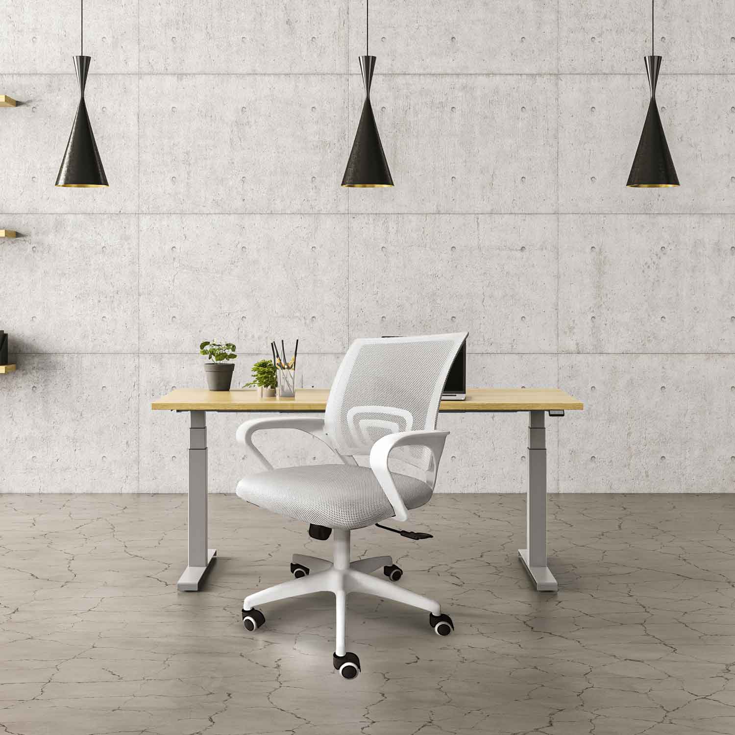 Lara - Sedia da ufficio ergonomica ad altezza regolabile con ruote girevoli - colore bianco e grigio - 5